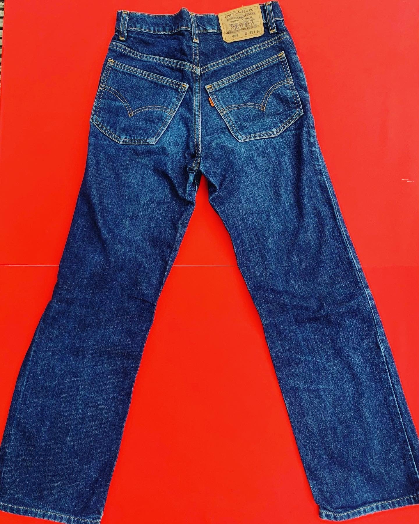 Levi's orange shop tab jeans