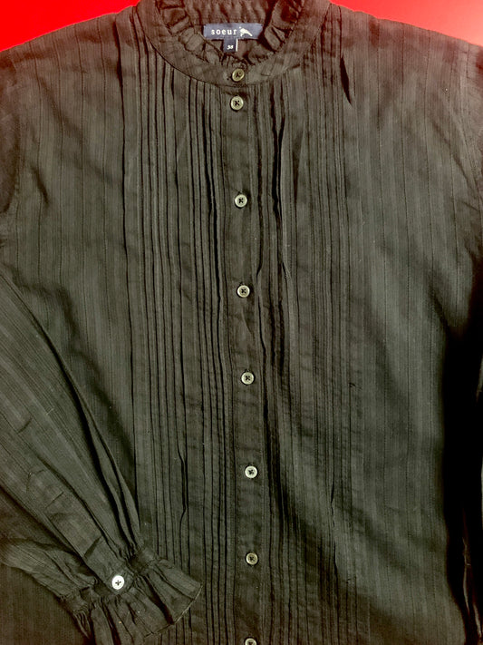 Soeur Pleat Fronted High Collared Shirt.